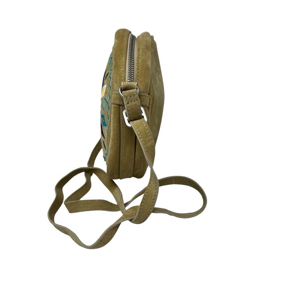 Toms Embroidered Crossbody Bag Souks Canteen Suede Embroidery Purse Oatmeal 8" - Picture 5 of 12